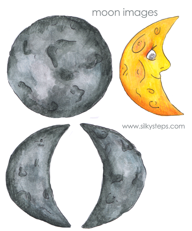 illustrated images of the moon phases for children's role play activities