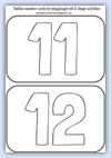 Outline number cards 11 and 12