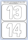 Outline number cards 13 and 14