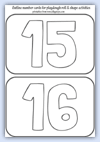 Outline number cards 15 and 16