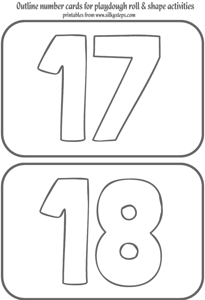 Number ouline cards for 17 and 18