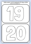 Outline number cards 19 and 20