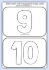 Outline number cards 9 and 10
