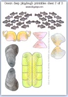 Sea shell and fish shoal small world scene printables
