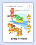 page 1 of the Parrot Squawk and the monkey pirates story