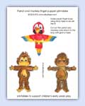Parrot and monkey paper finger puppet printables