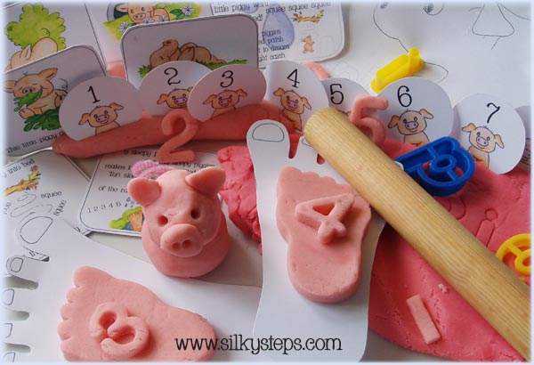 Busy pig and toe themed preschool playdough activity