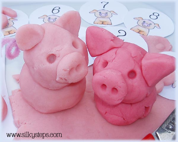 playdough activity pig themed model making and number counting
