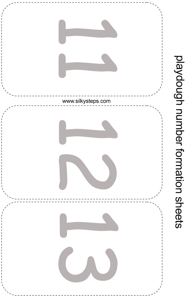 Number playdough sheet - 11 12 13