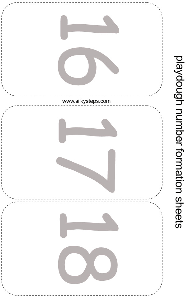 Number playdough sheet - 16 17 18