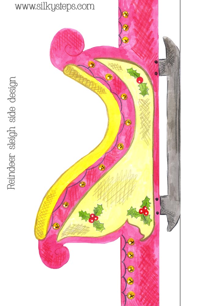 Reindeer sleigh illustrated side panel 1