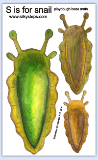 Coloured snail bodies for playdough activities