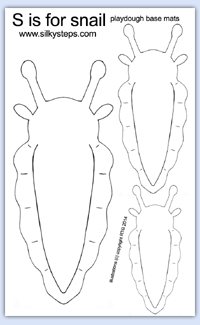 OUtline snail bodoes for colouring, markmaking and dough play