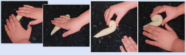 Make dough swirls and curls for sheep warmth ..