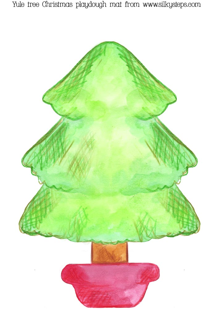 Colour Christmas tree playdough mat - Yule activities