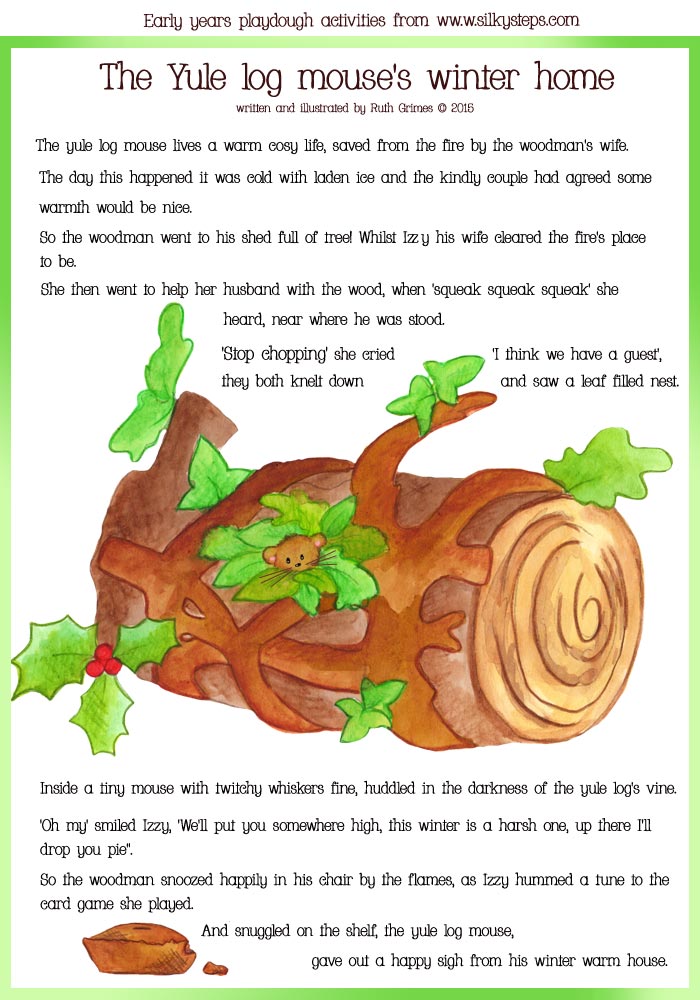 The yule log mouse's winter home - preschool story rhyme to accompany playdough activity