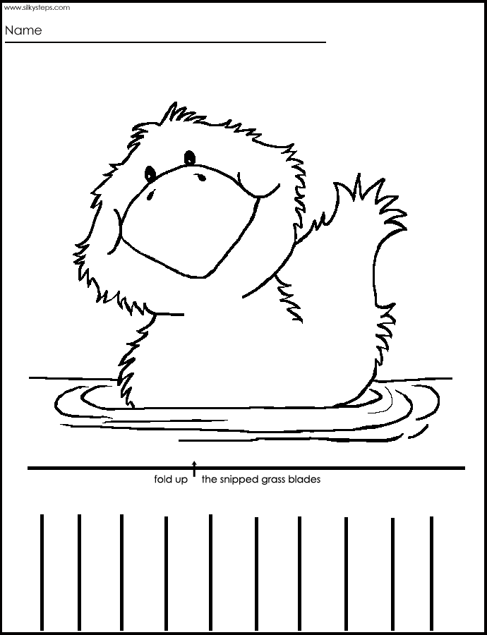 Ducks grass camouflage - cutting activity sheet