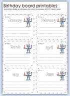 Robot themed birthday board months - January to June