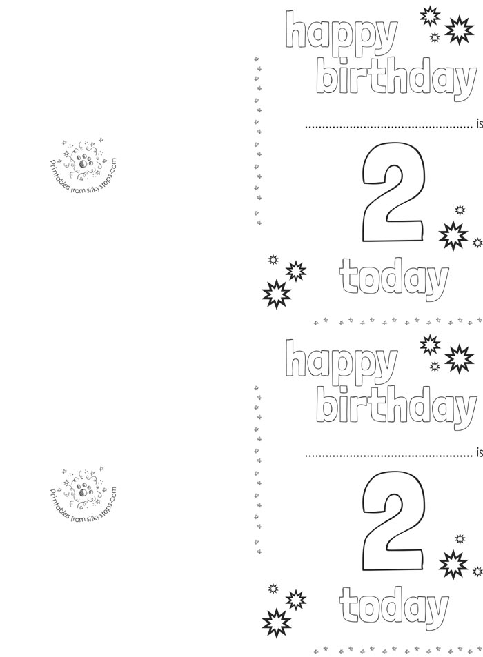 2 today - preschool birthday card printable