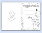 Bear and balloon outline birthday card printable