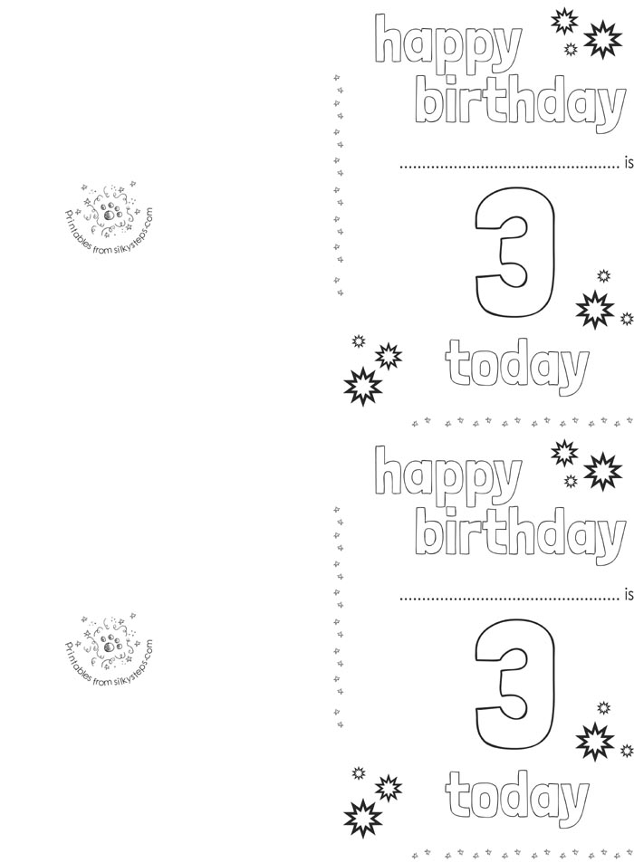 3 today - preschool birthday card printable