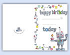 Colour cupcake robot happy birthday cards