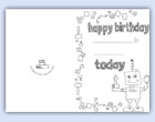 Outline robot birthday card printable
