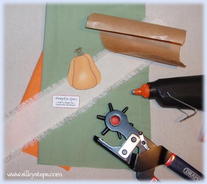 Suggested materials to make the pumpkin spice label and a jar lid cover