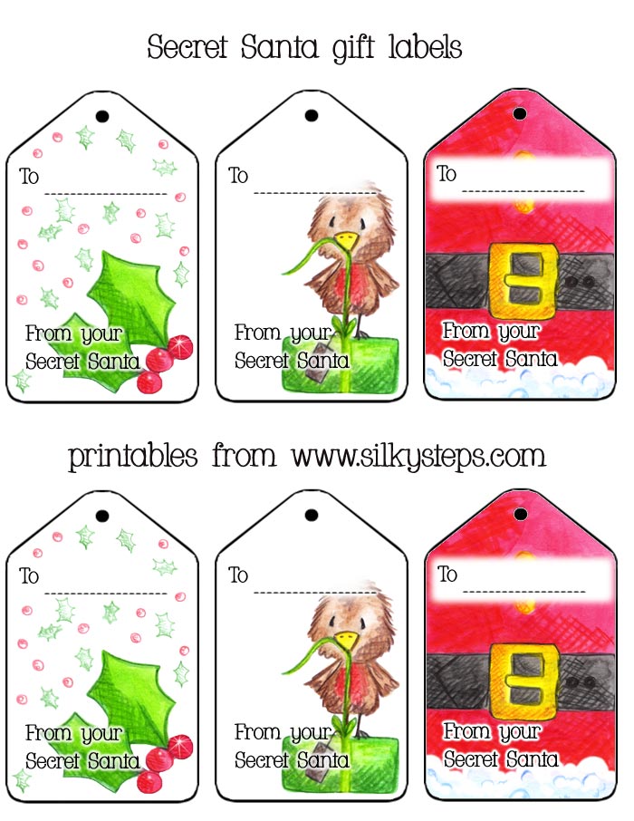 Secret Santa gift label tags - printable pictures