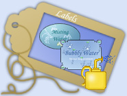 Label water misting bottles for play ..