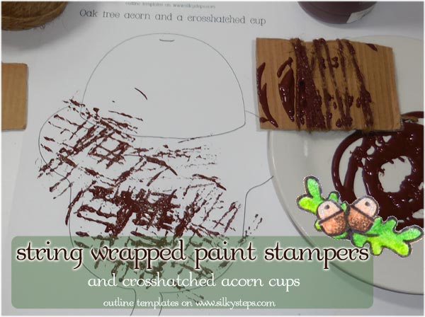 Acorn cup crosshatch painting - card and string stampers