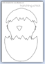 Bird chick hatching from egg outline template