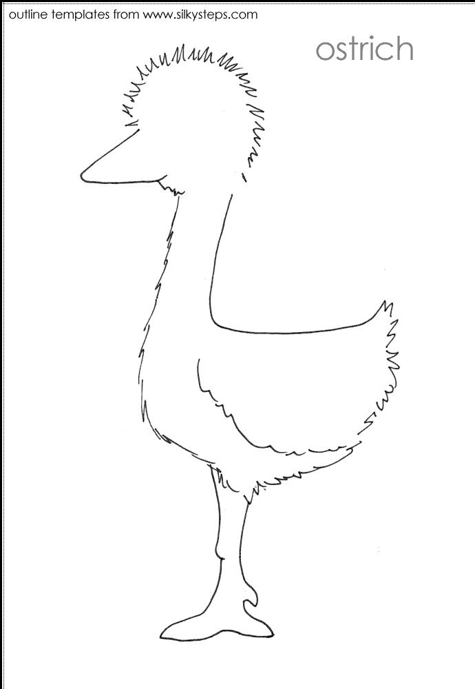 Bird outline template - ostrich