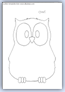 Owl bird outline template - large eyes beak