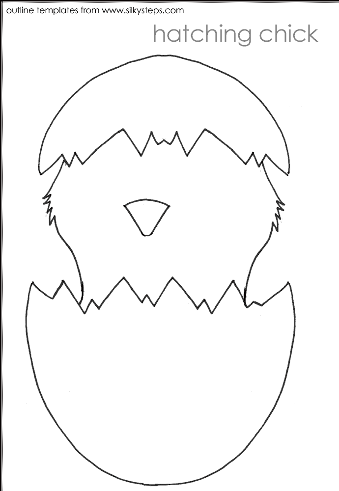 Bird outline template - chick hatching out of egg