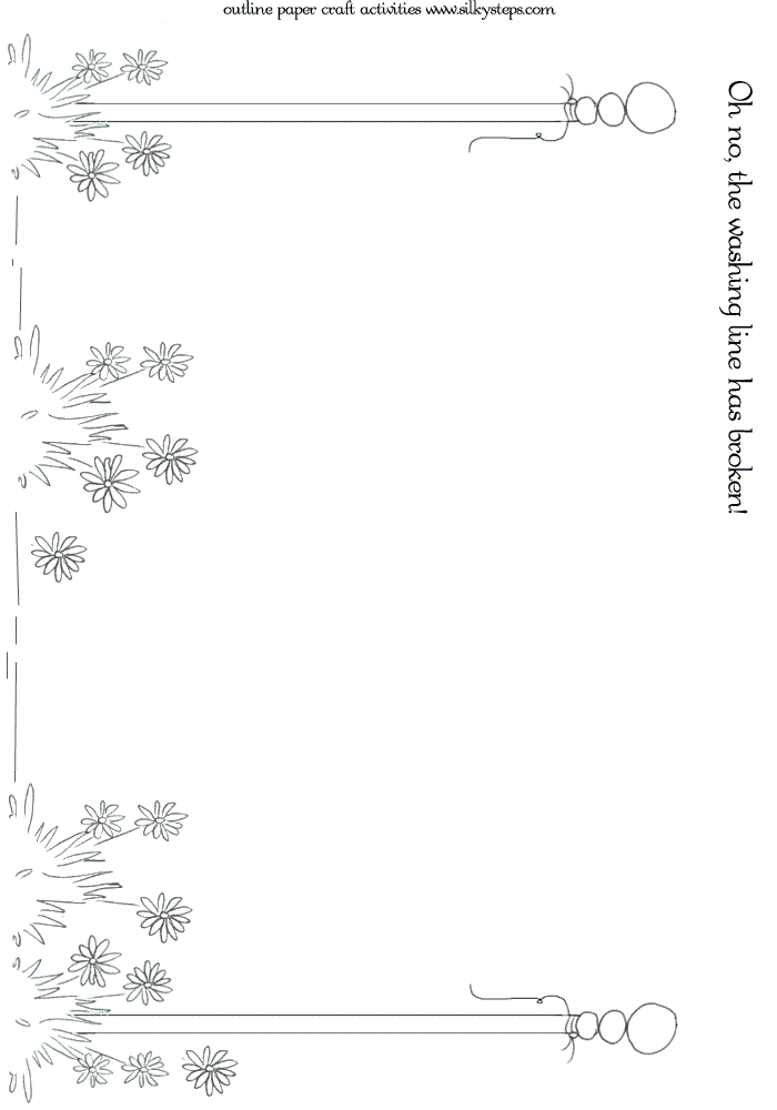Broken washing line activity sheet- outline craft picture