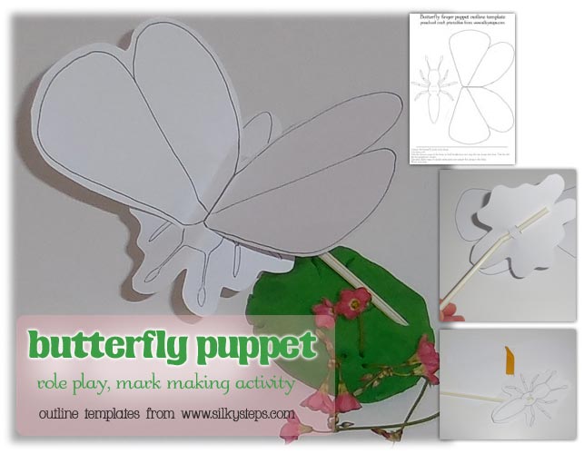 Butterfly outline template pattern for preschool puppet play