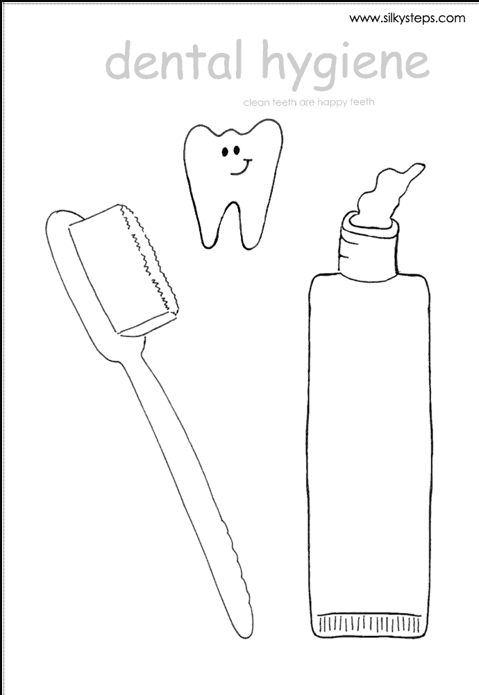 Cleaning teeth outline templates oral hygiene craft and collage