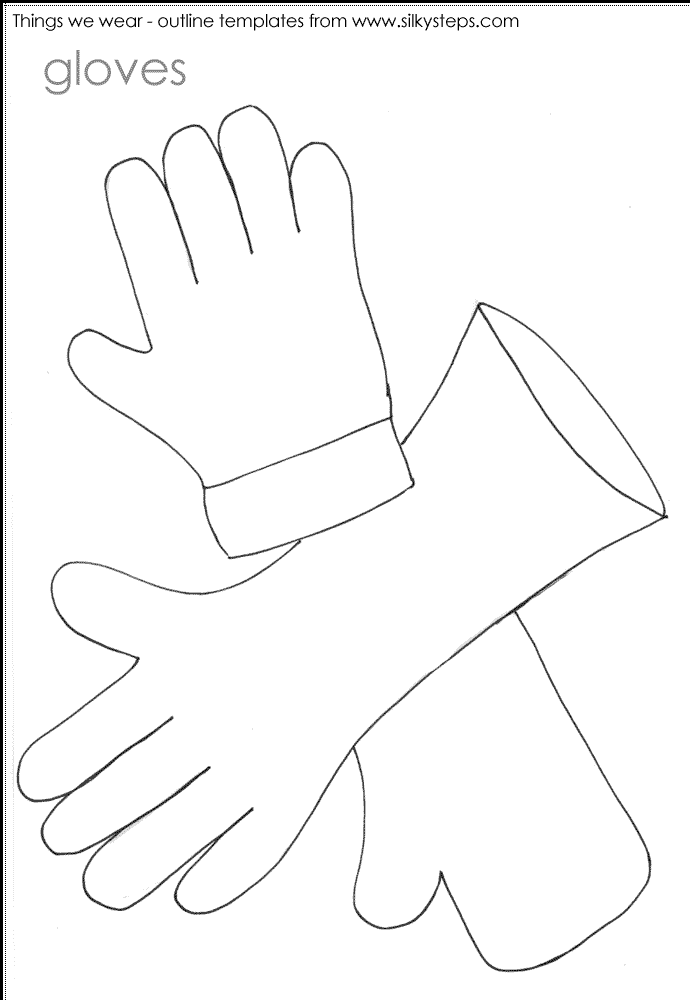 Gloves outline template - preschool activities