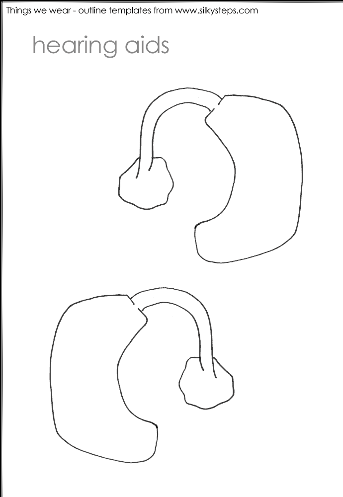 Hearing aid outline template - preschool activities