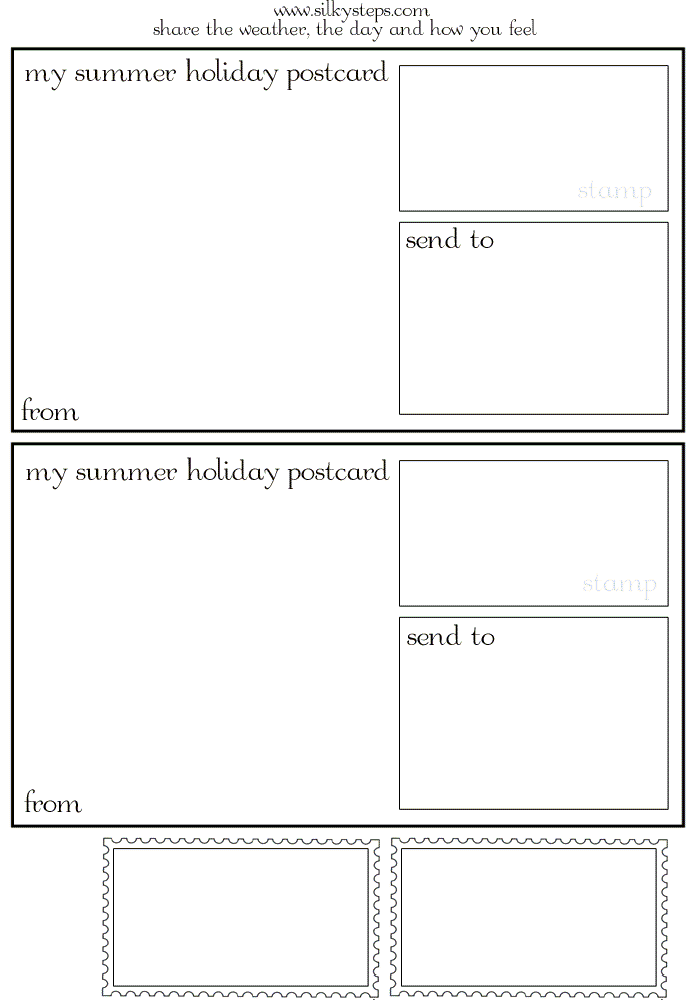 postcard and stamps outline template - preschool nursery mark making activity