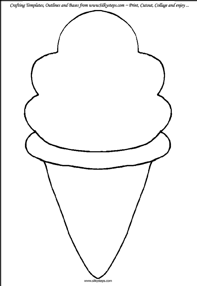 Icecream cone outline template for craft and collage