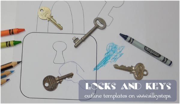 Lock outine templatefor key tracing and rubbing