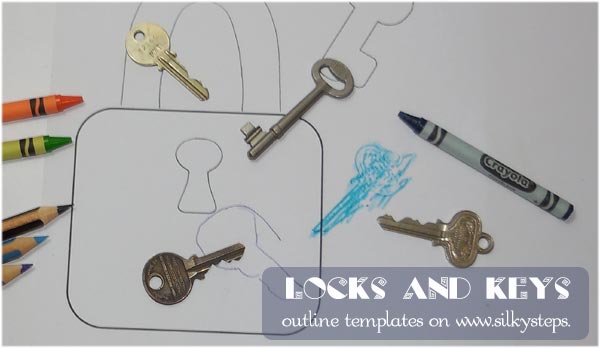 Padlock and key wax crayon runbbing and pencil tracing