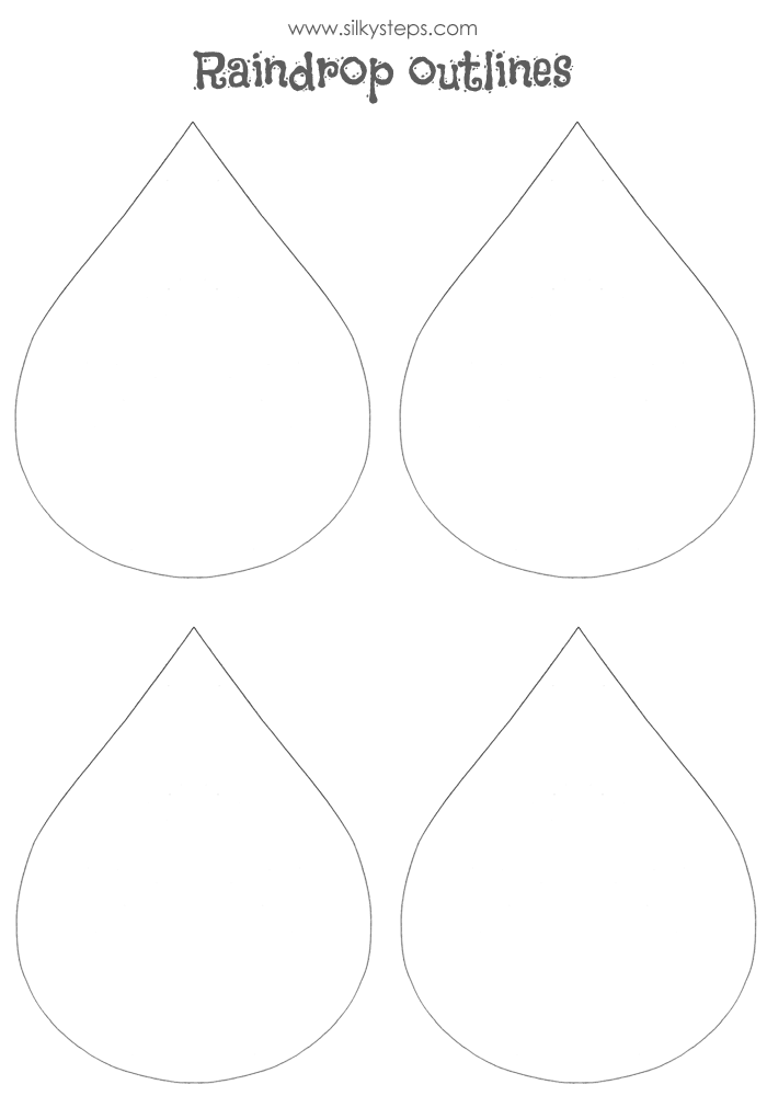 four raindrop crafting outline template printables