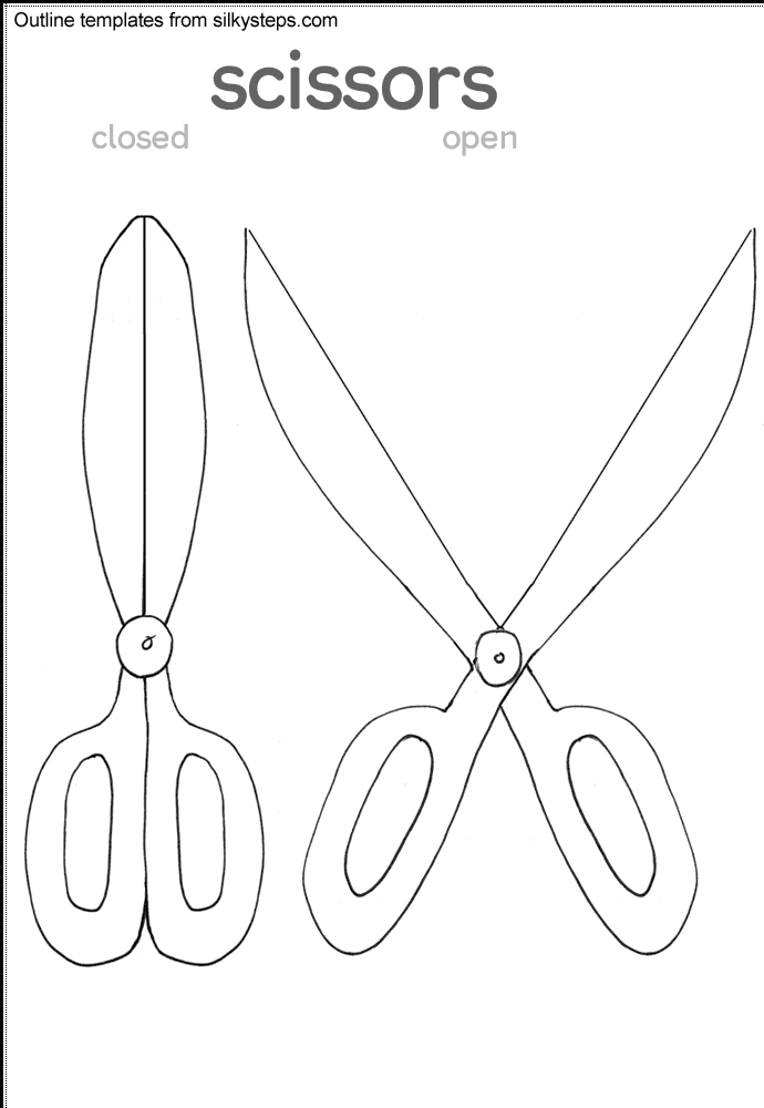 Scissors outline templates - closed and open tools