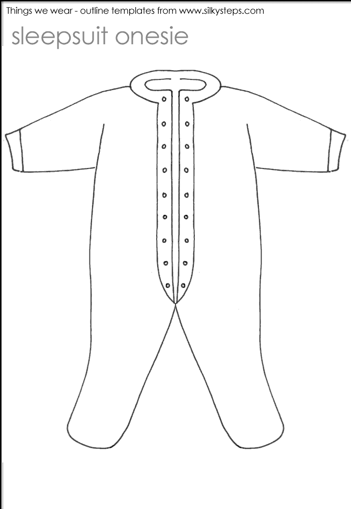 Sleepsuit onesie outline template - preschool activities
