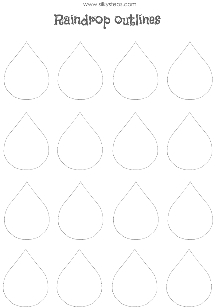 16 small raindrop tear shaped droplet outline template printables