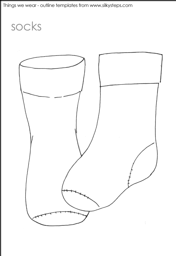 Socks outline template - preschool activities