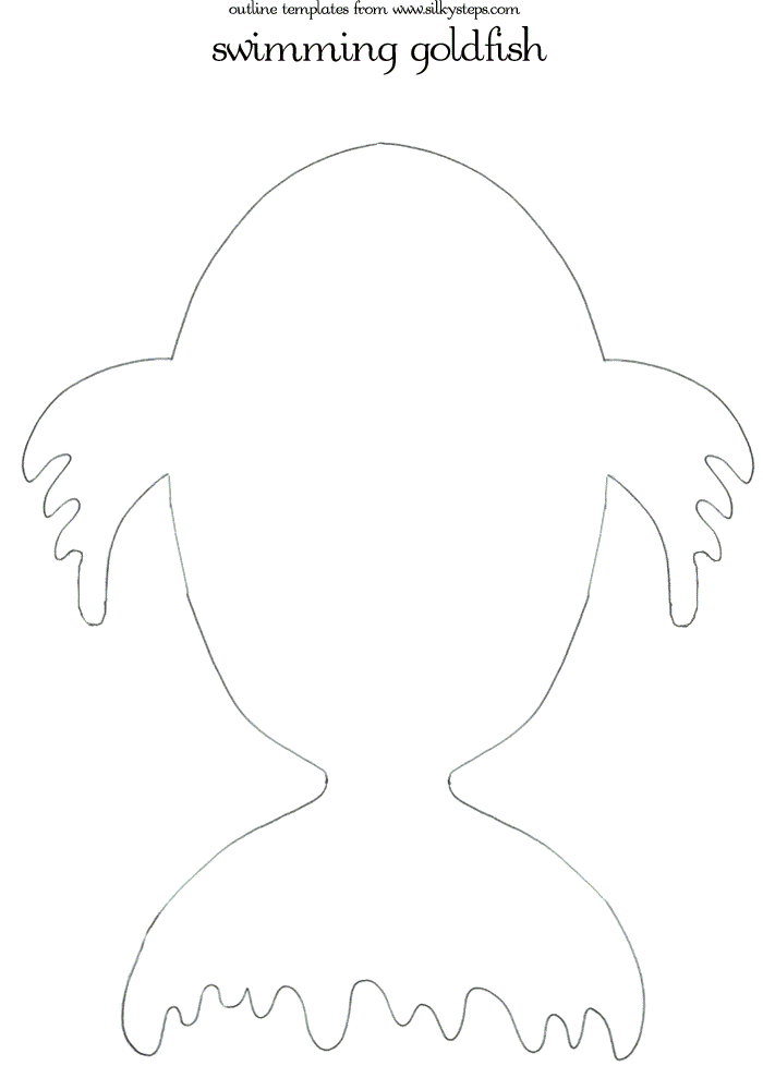 Swimming goldfish outline template - top down view
